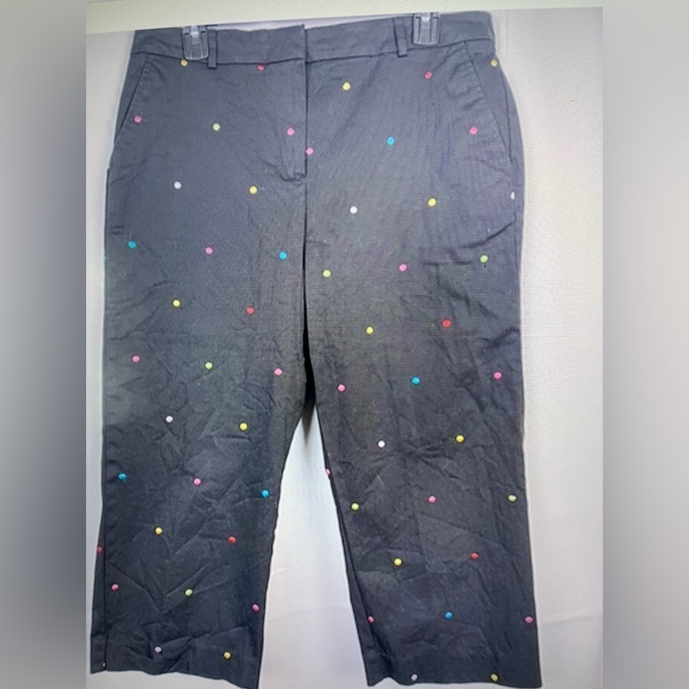 J M Collection Womens Black Półka Dots Elastic Waist Capri Pants Size 12